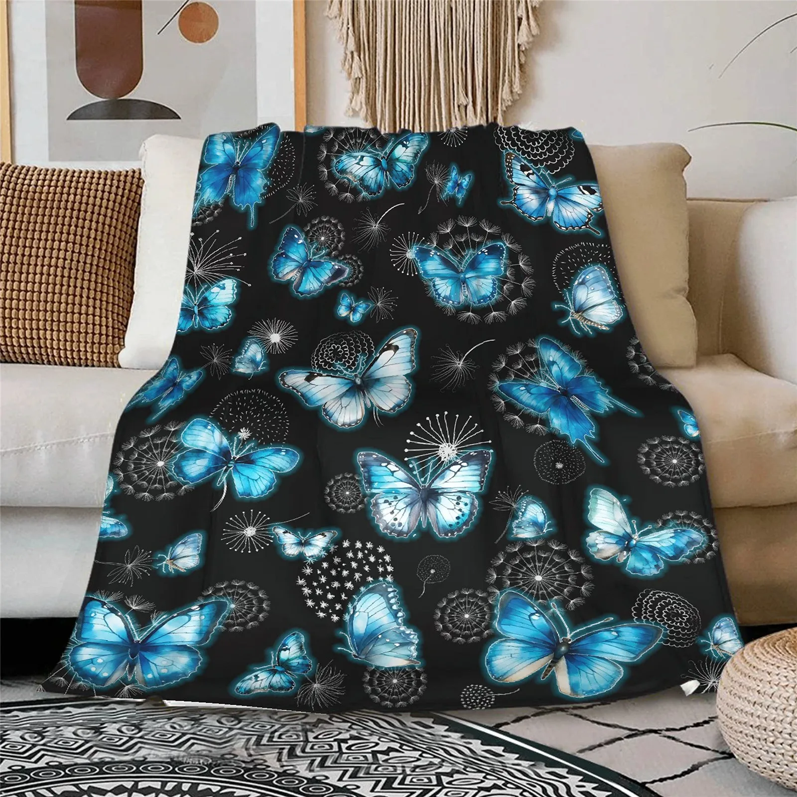 Fashion Floral Flannel Blankets Pretty Dandelion Butterfly 3D Printed Throw Blanket Office Nap Baby Cozy Quilts Dropshipping