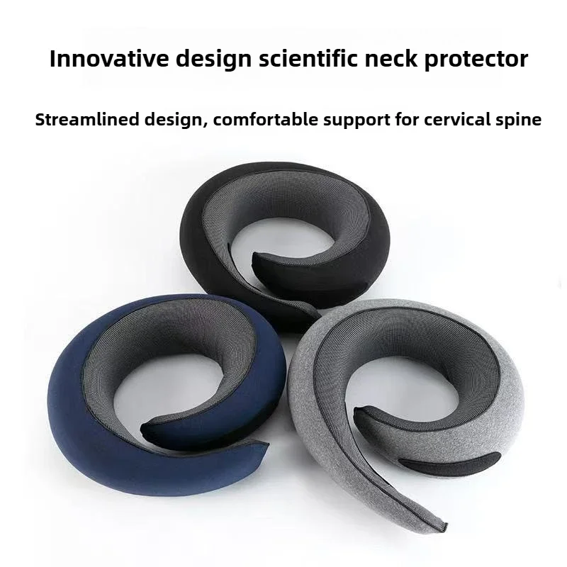 وسادة الرقبة وسادة السفر رغوة الذاكرة وسادة دعم الذقن الناعمة مع دعم الرأس 360 درجة 2027