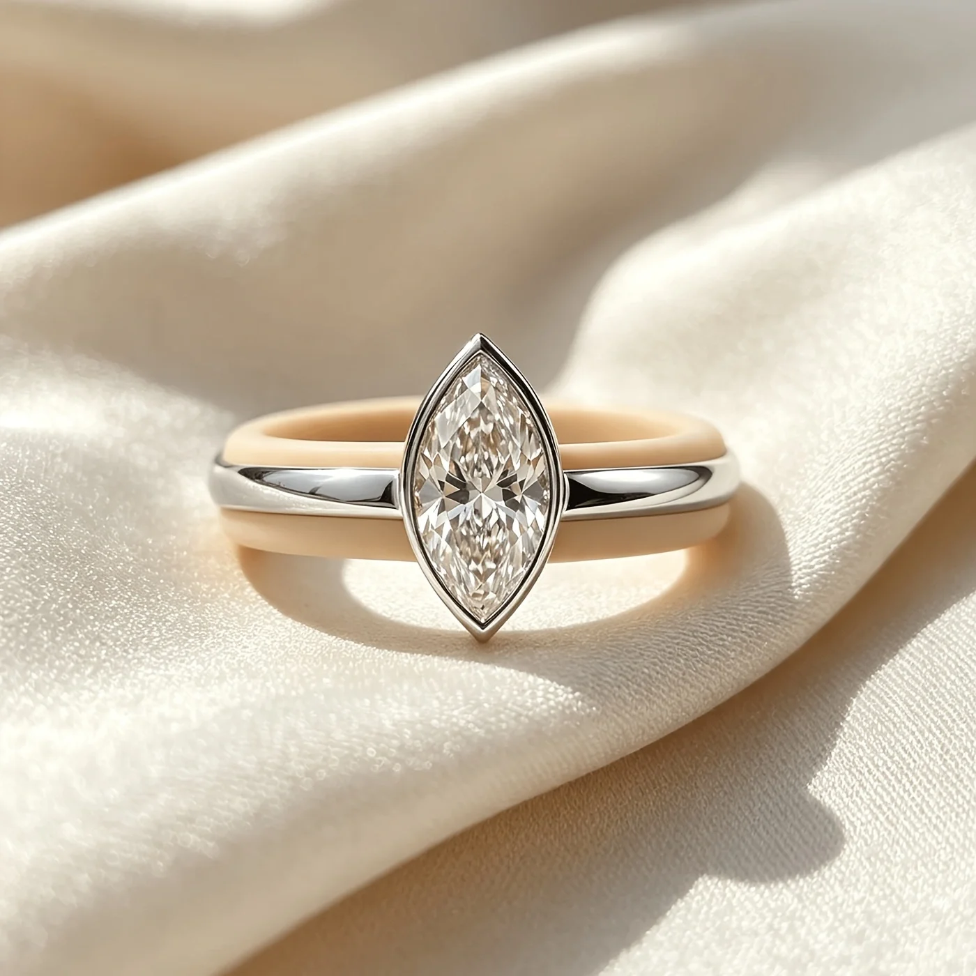Vintage Marquise Zircon Silicone Band,Shock‑Buffering Comfort Ring,Detachable 2‑in‑1 Women Finger Jewelry