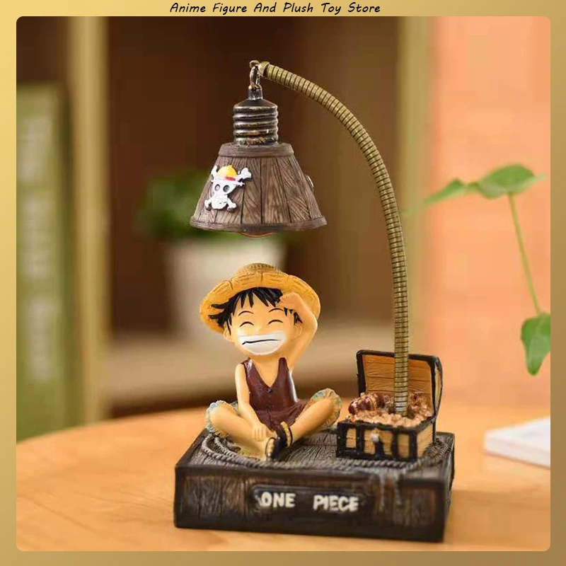 13CM One Piece Luffy high-value animation peripheral cartoon cute desktop night light Crafts Resin Decorative Model  learning of