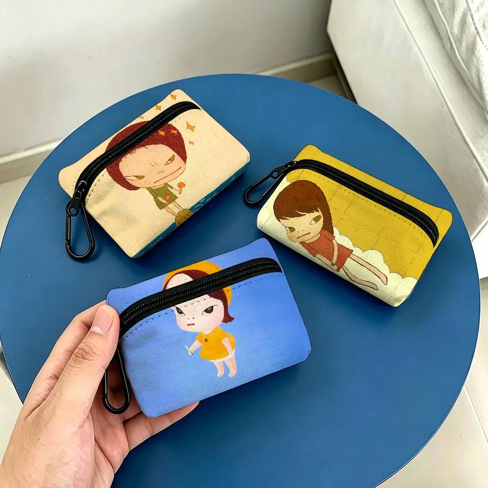 Y-YoshitomoS N-Nara Oxford Fabric Mini Coin Wallet Smooth Zipper Hanging Design Multi-use Small Storage Bag For Travel