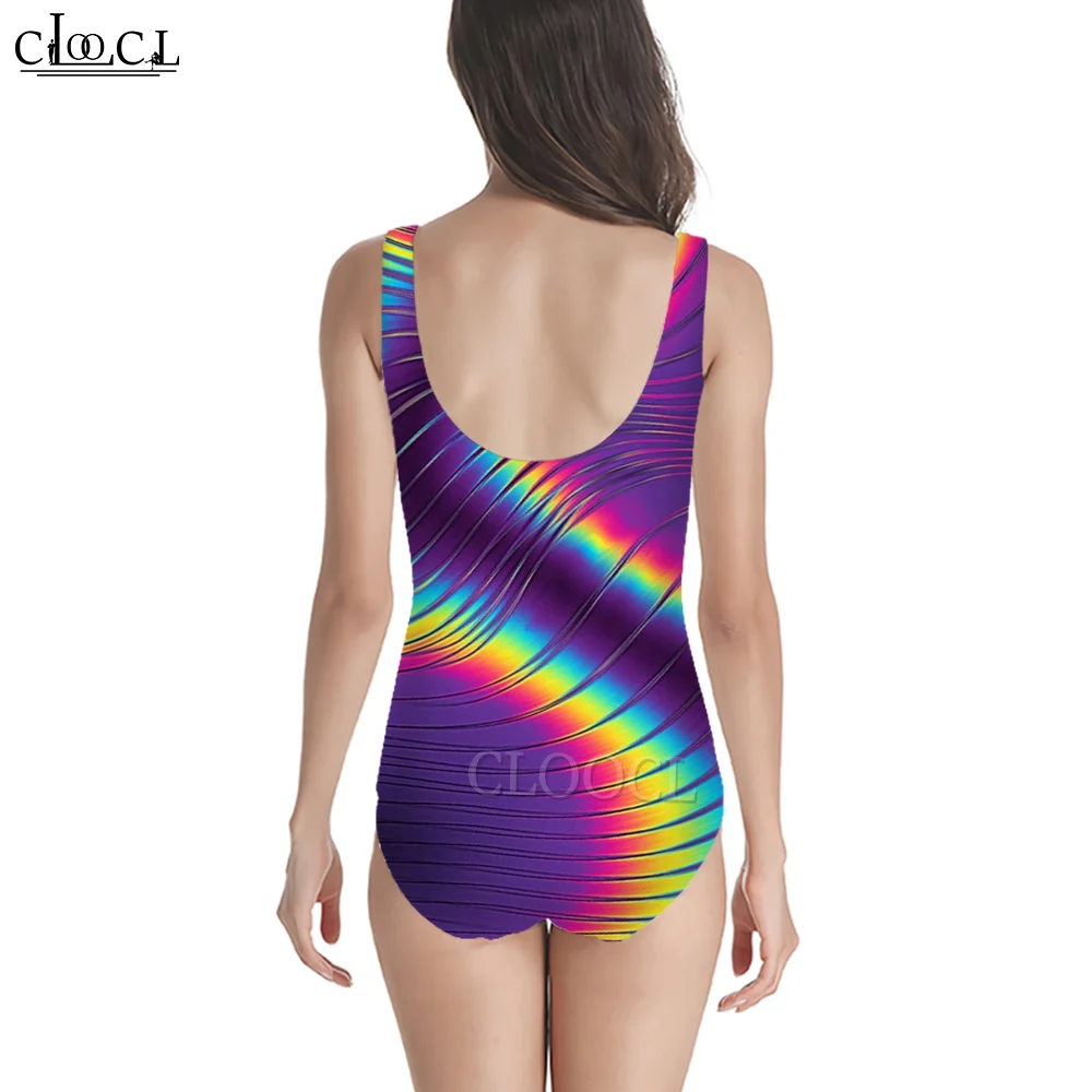 CLOOCL Fashion Swimsuit Colorful Texture Graphics Printed Swimsuit Suitable for Women To Swim and Surf Summer Beach Wear