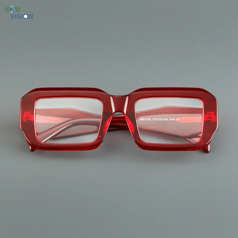 

Red Large Frame Square Glasses for Women Fashion Retro Classic Thick Acetate Eyeglass Frame for Men Optical Prescription Eyewear