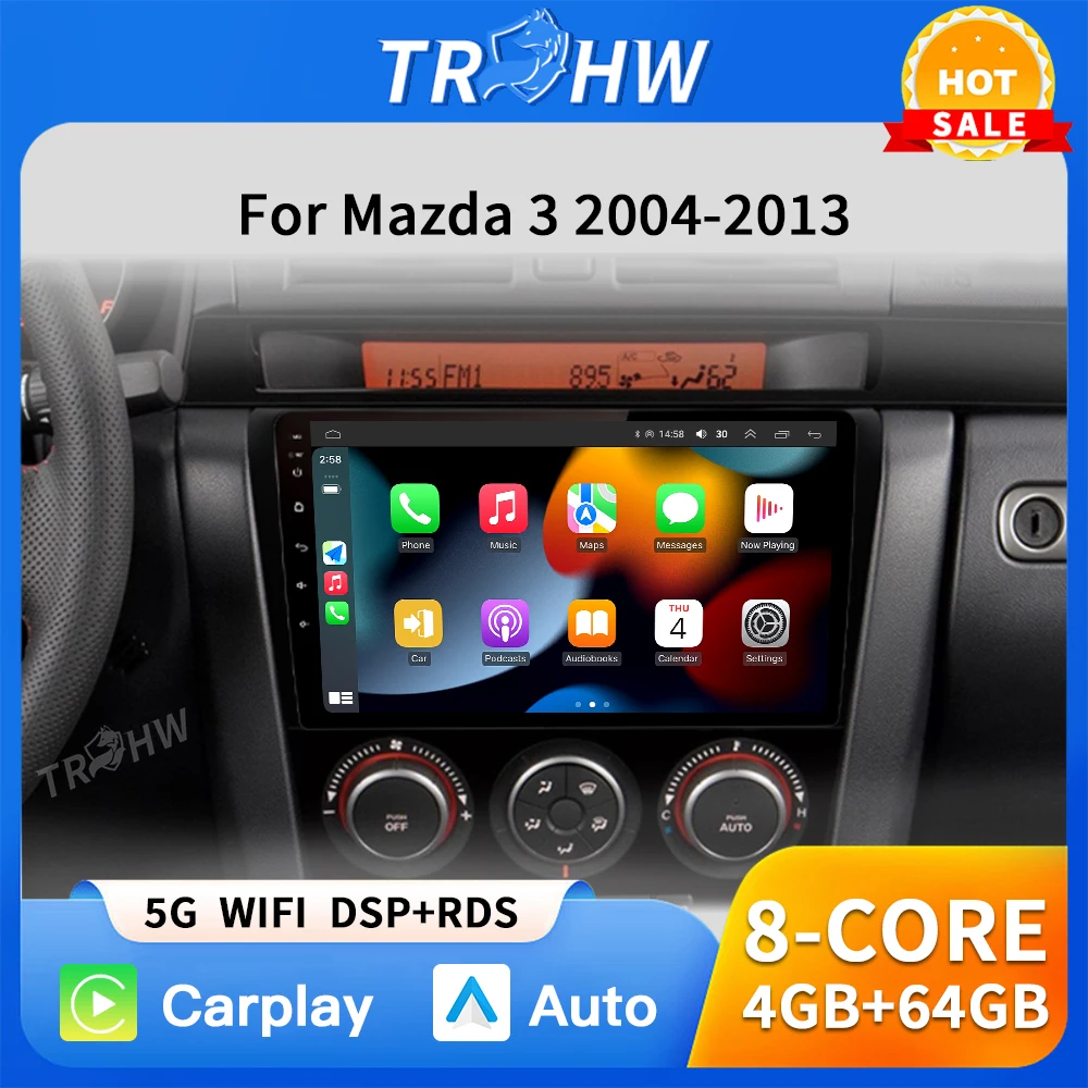 

8Core Android 13 Carplay for Mazda 3 2004 2005 2006 2007 2008 2009 Car Radio with BOSE Multimedia Player 2 Din Stereo GPS DVD