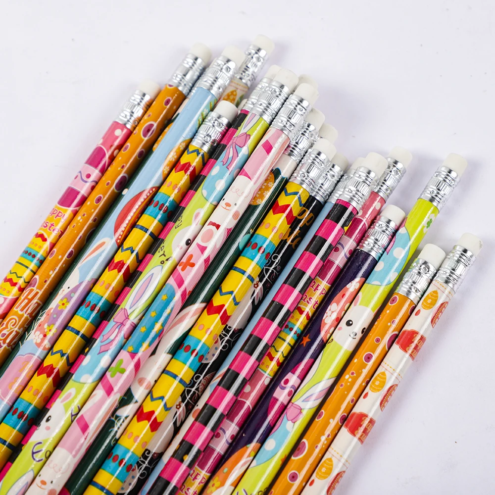 24Pcs Easter Rabbit Egg HB Writing Pencils for Kids Birthday Party Favors Back To School Gift Christmas Easter Party Pinata Bag