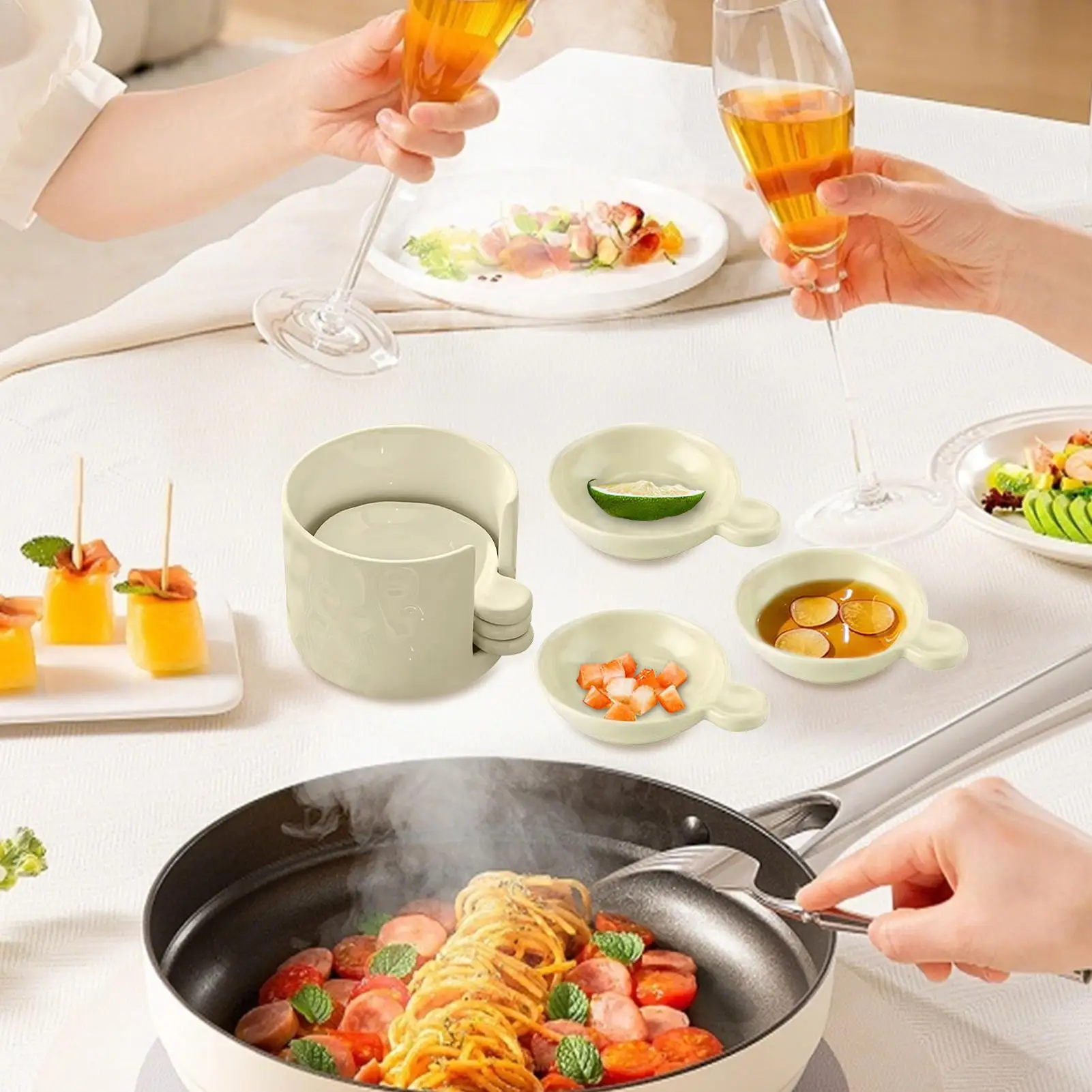 

Dipping Sauce Plate And Holder Set Dipping Dish With Storage Box Mini Ceramic Container Dressing Plate Serving Dish For Fruit