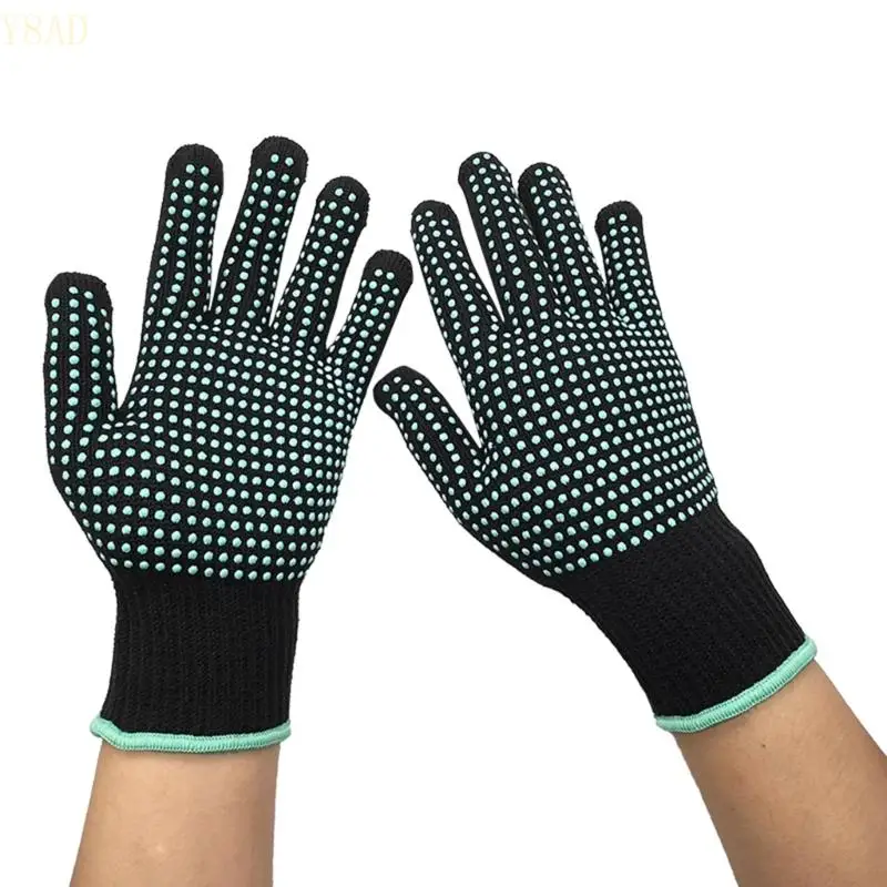 Y8AD Heat Resistant Gloves Cooking Mitts with Flame Retardant Fiber Waterproof Design