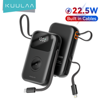 KUULAA 10000mAh Power Bank 22.5W PD Fast Charging Portable Charger Built-in Cable Powerbank For iPhone 16 15 14 Xiaomi Samsung