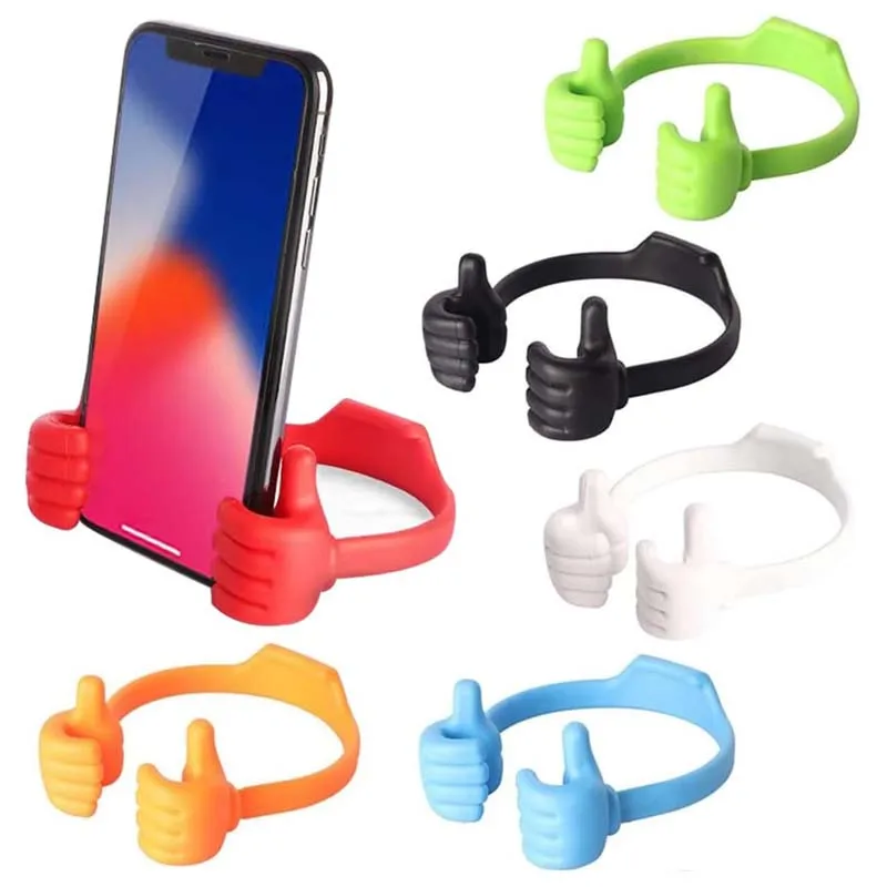 Portable Thumbs Up Cell Phone Stand Holder Adjustable Plastic Lazy Desk Universal Flexible Tablet Smartphone Stand Holder