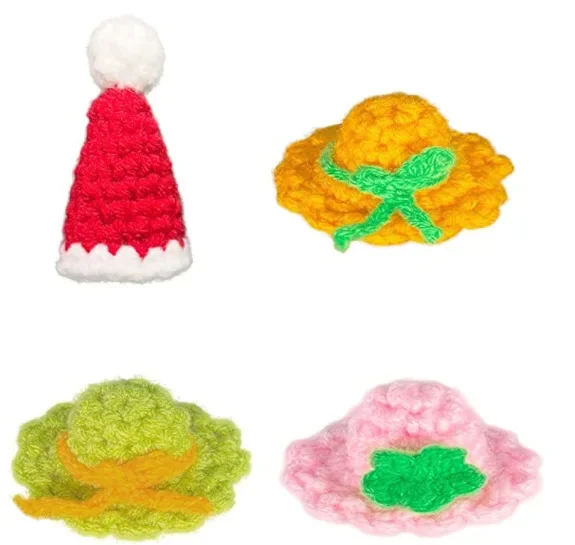 Suministros creativos para mascotas DIY, Mini sombrero tejido de lana hecho a mano para mascotas, joyería