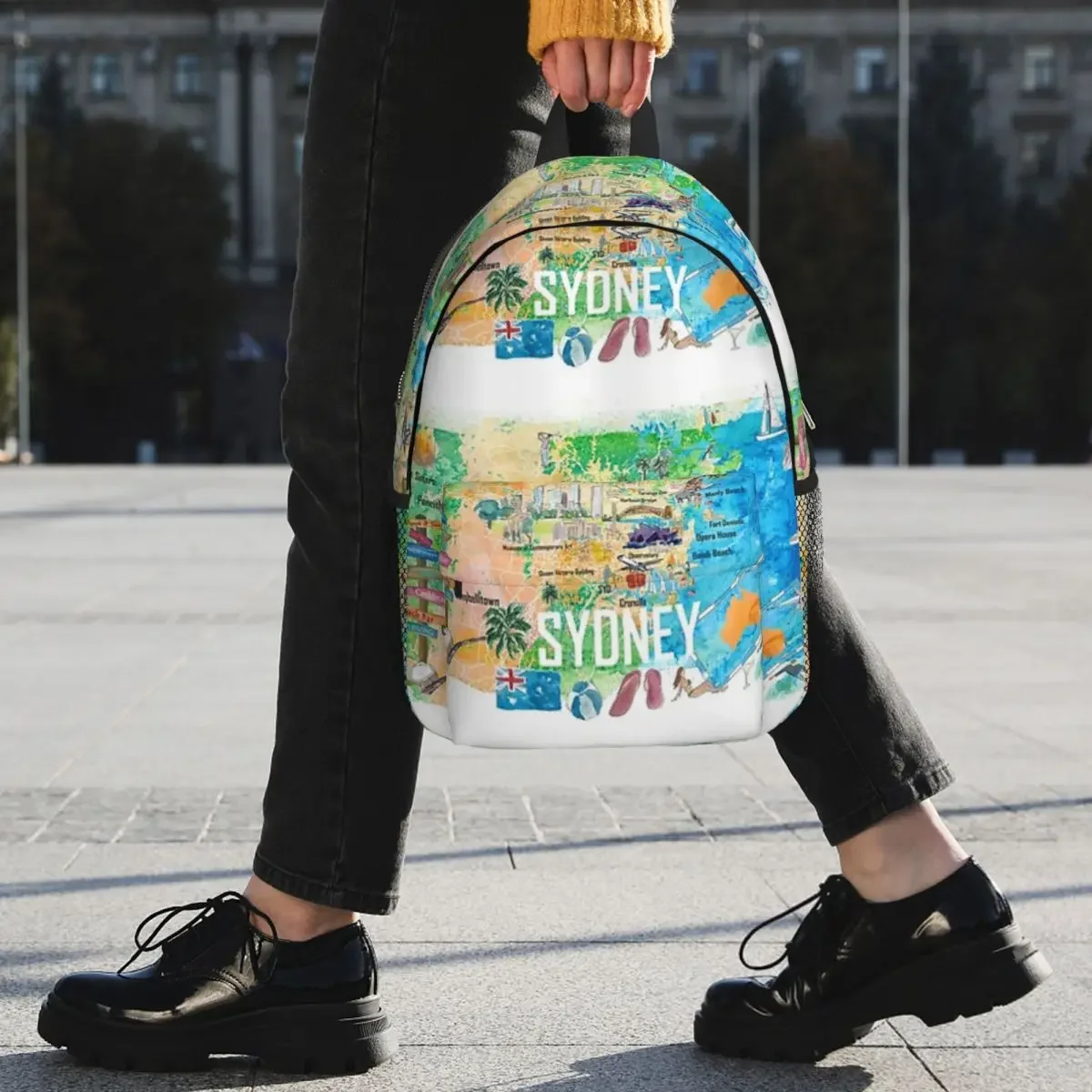 Sydney Australia Illustrated Map Backpacks Boys Girls Bookbag Students School Bags Laptop Rucksack Shoulder Bag Large Capacity