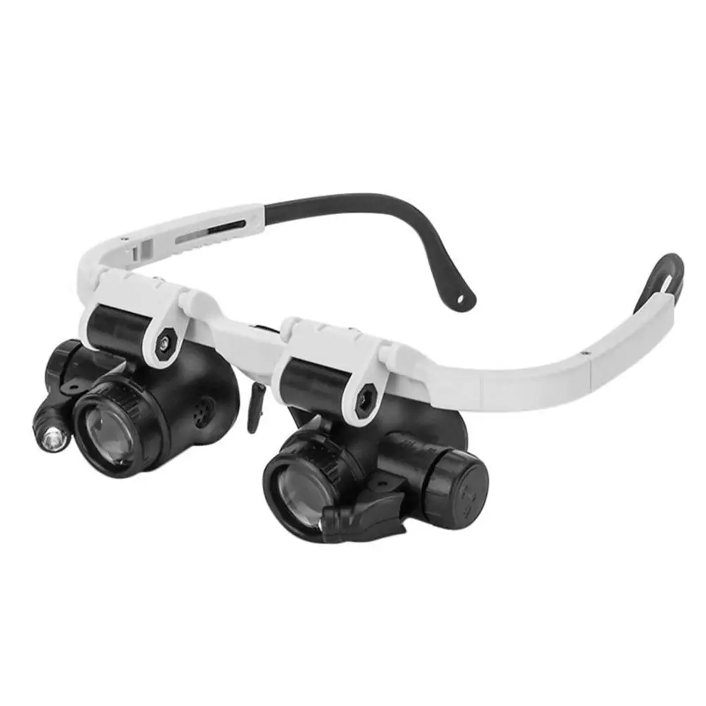 1Pcs Binocular Head-Mounted Magnifier 8X 15X 23X Portable Lightweight ABS LED Reading Magnifying Glass Repair Tool for Jewelry