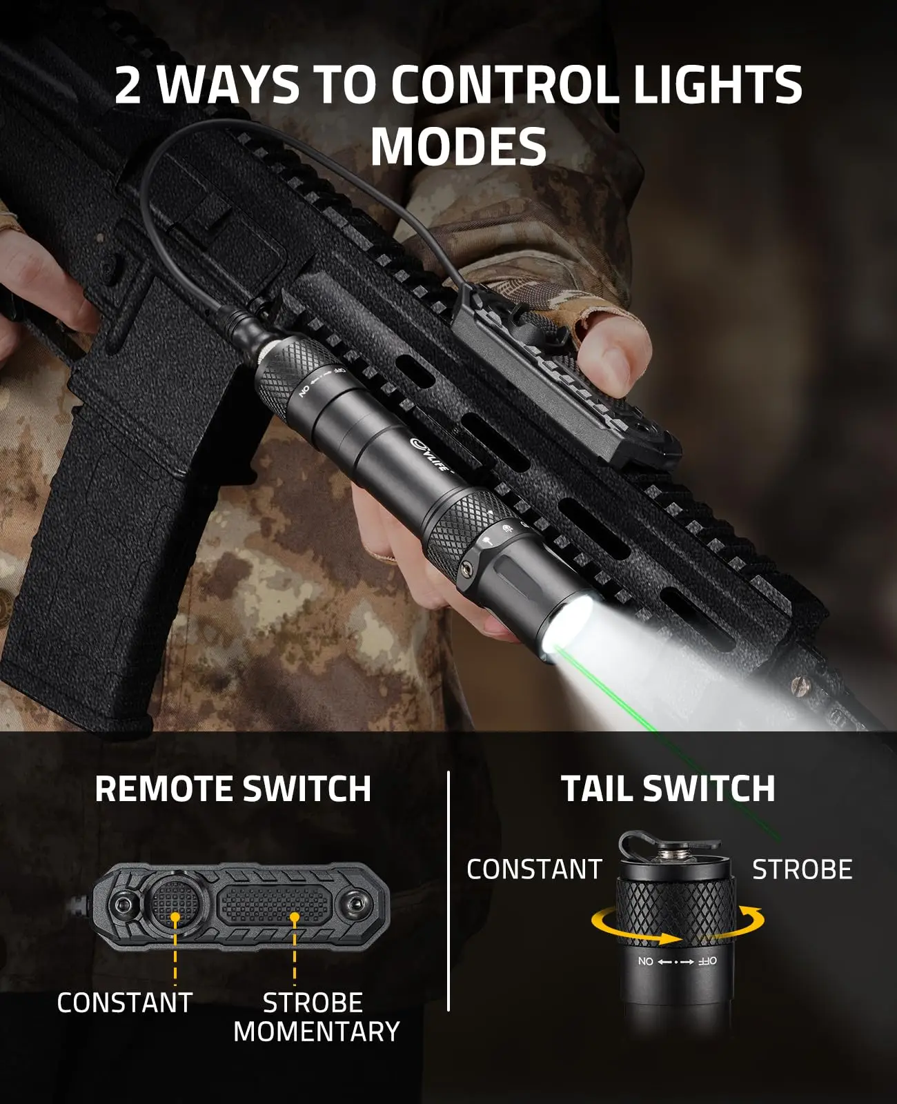 1900 Lumen Picatinny Laserlicht Combo wiederauf ladbare Taschenlampe für taktische Gewehr mit grünem Druck Fernsc halter enthalten