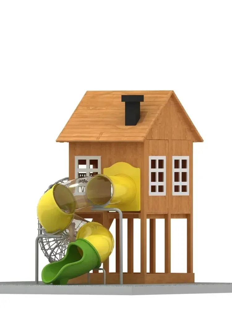 

Outdoor Children Wooden Swing Slide Playground Outdoor Kindergarten Tree House Pirate Ship Climbing Toy High stability