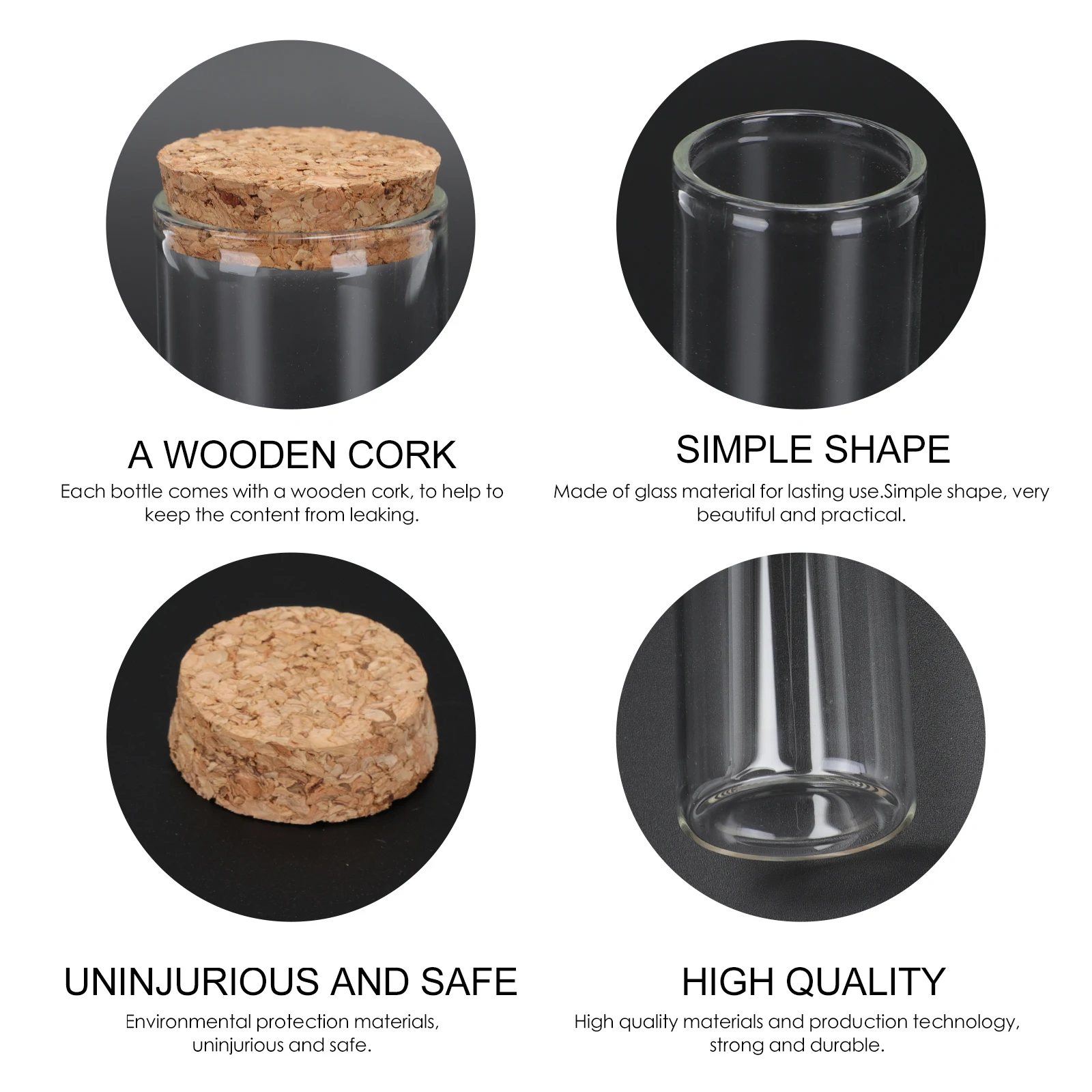 

6pcs Glass Test Tubes With Cork Stoppers Transparent Borosilicate Bottles For Diy Decor Storage Potpourri Flower Petals Liquid