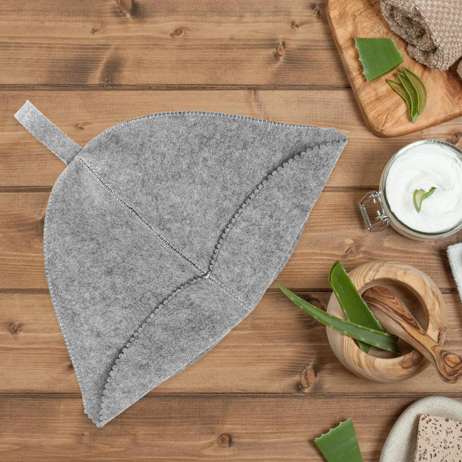 

Felt Sauna Bath Cap Absorbent Comfortable Sauna Accessories Lightweight Portable Bath Hats for Women Grey Color