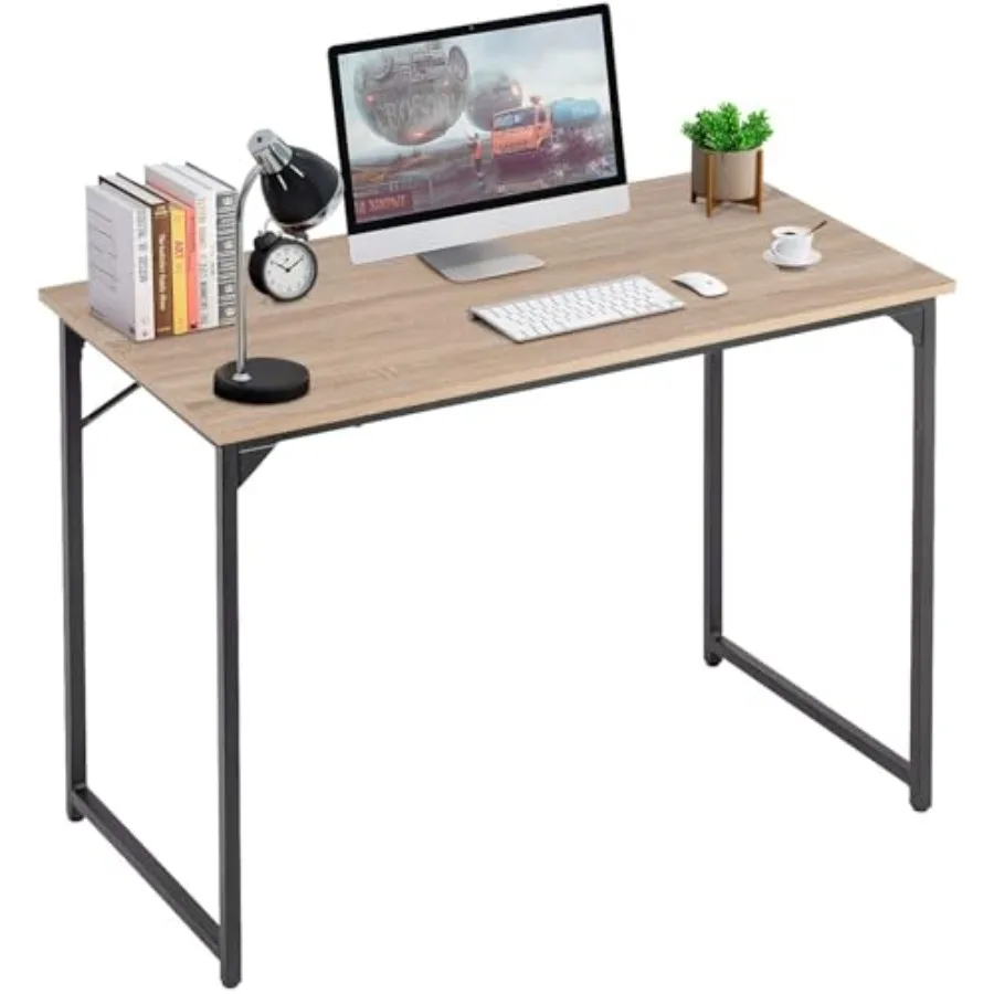 

Computer Desk Office Desk with Metal Frame Adjustable Feet Water-Resistant Scratchproof Surface Sturdy Writing Table for Home O