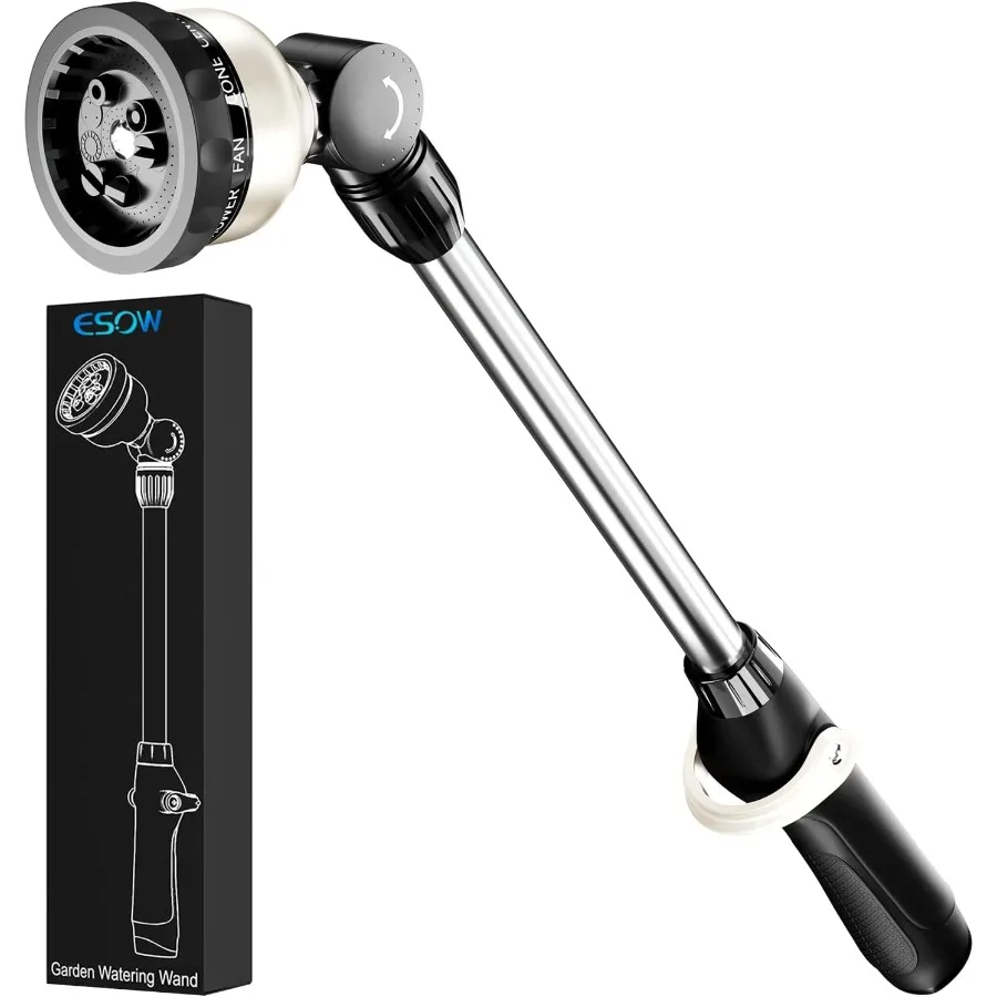 

16-дюймовая лейка для садового шланга с 9 регулируемыми рисунками полива и поворотной головкой на 180 градусов Эргономичный дизайн с одним касанием Val