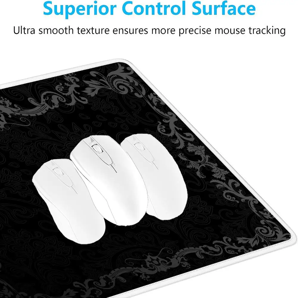 Black Flower Lace Mouse Pad Large Gaming Table Cushion Non-slip Laptop Tablet Mousepad XXL Mat Mini PC Playmat