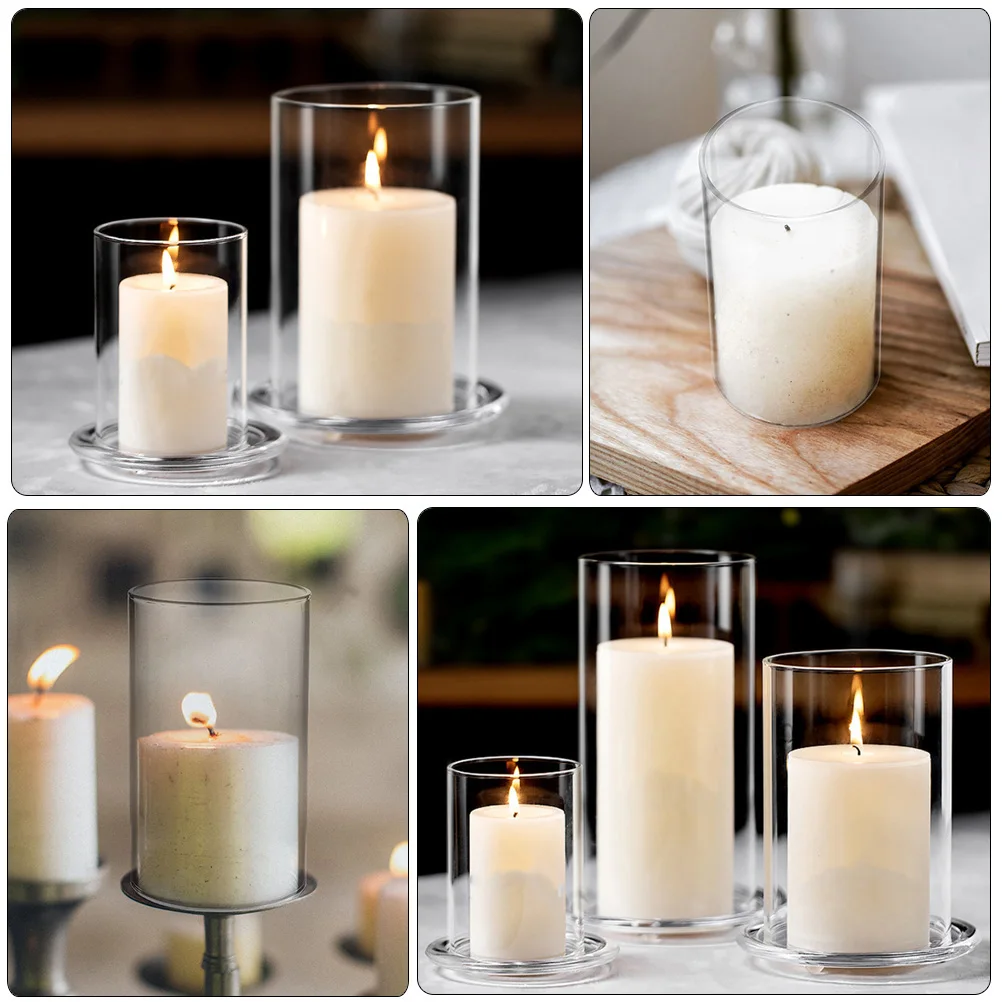 

Round Glass Lampshade Covers for Pillar Candles High Borosilicate Tube Cylinder