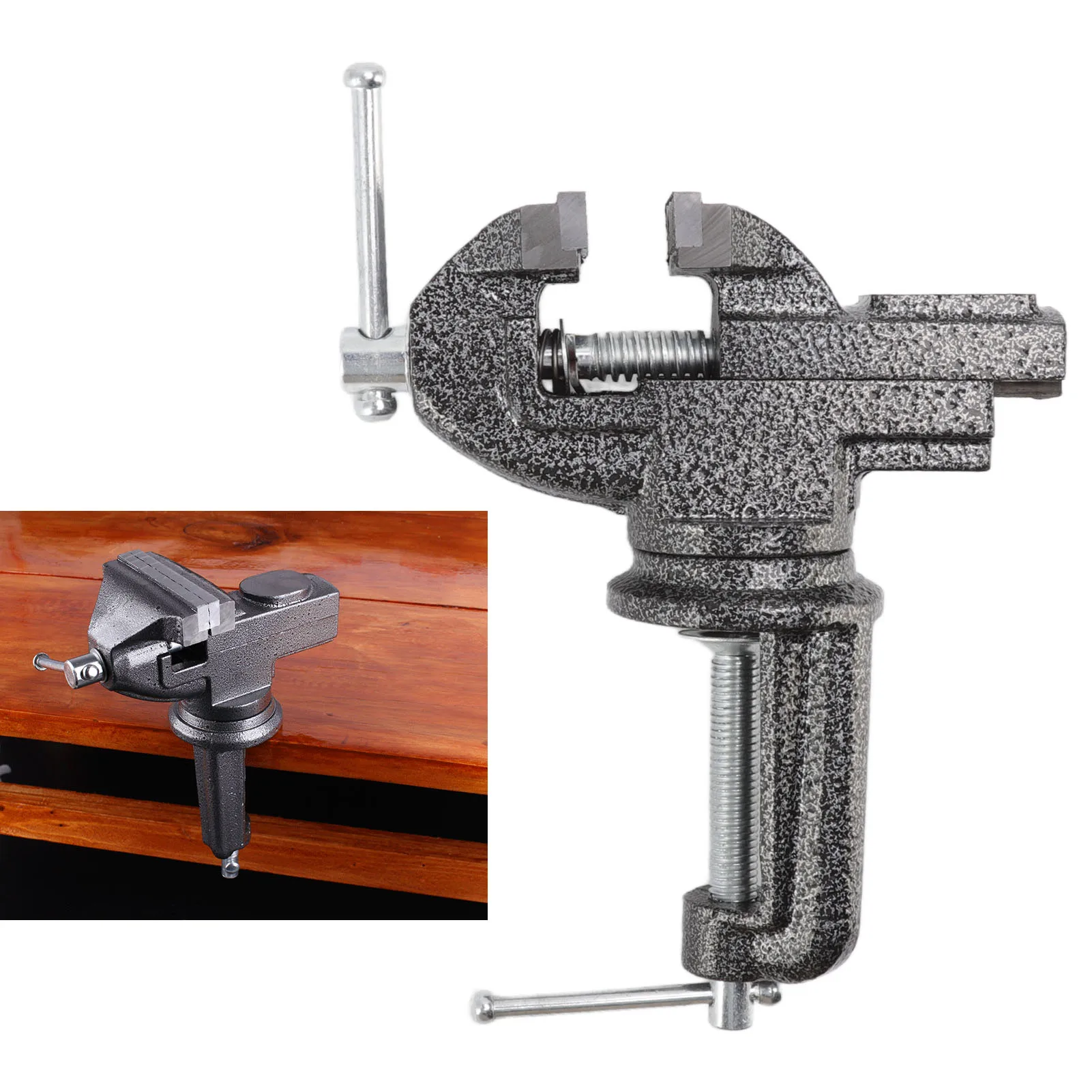 

Настольные тиски, вращающиеся на 360 градусов литые стальные маленькие зажимы на настольных тисках для деревообработки, изготовления ювелирных изделий