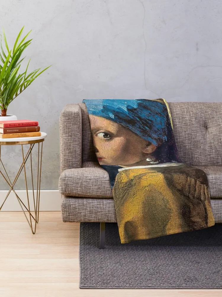 Girl with a pearl earring Throw Blanket Flannel Blanket