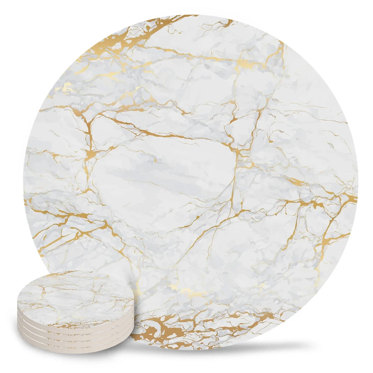 Natural Texture Marble Pattern Coasters Coffee Table Decor Kitchen Accessories Ceramic Coaster Dinning Table Decor Placemats