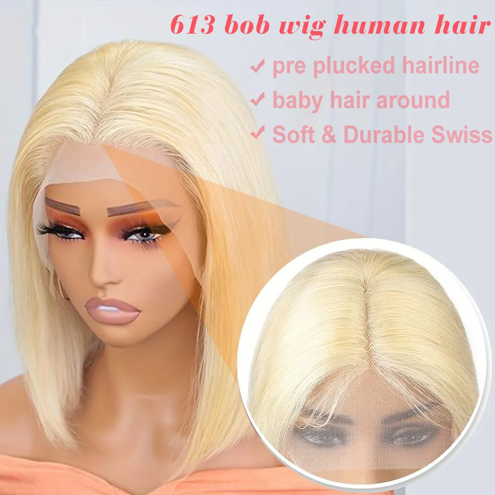 Bob Wig 613 Lace Front Wig Blonde Wig Human Hair Straight Frontal Wigs 13X4 Bob Lace Front Wigs Short Bob Wigs for Black Women