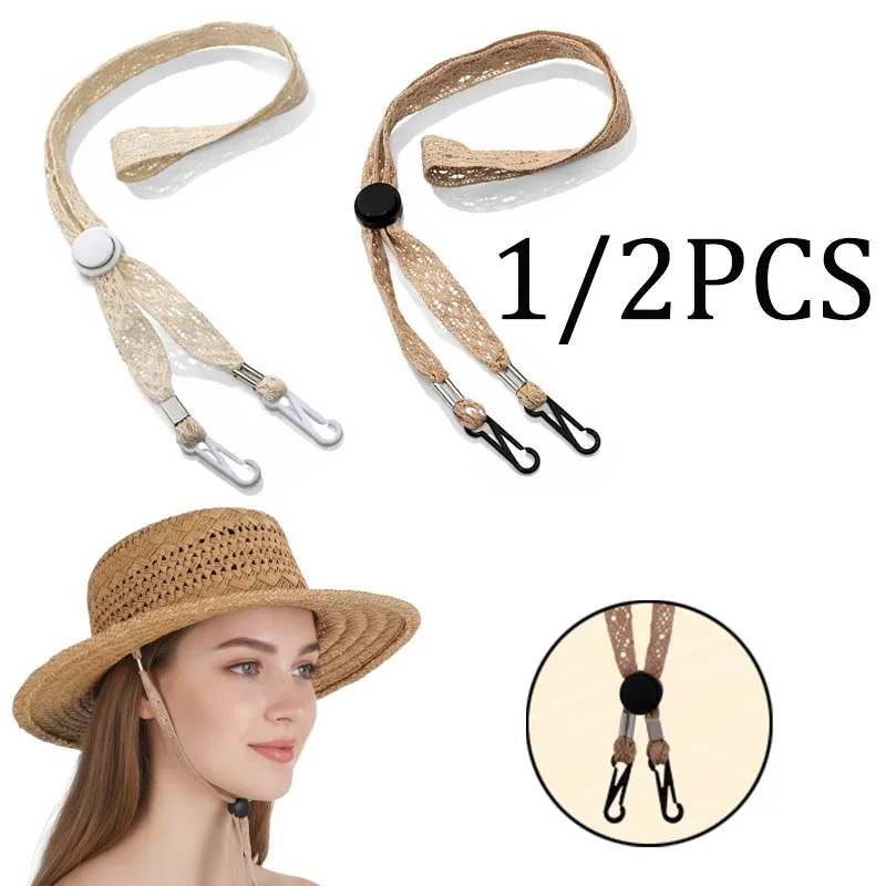 1/2PCS Elastic Hat Retainer Anti-lost Windproof Hat Strap Adjustable Hat Chin Cord Removable Hat Wind Rope Sun Hat Lanyard