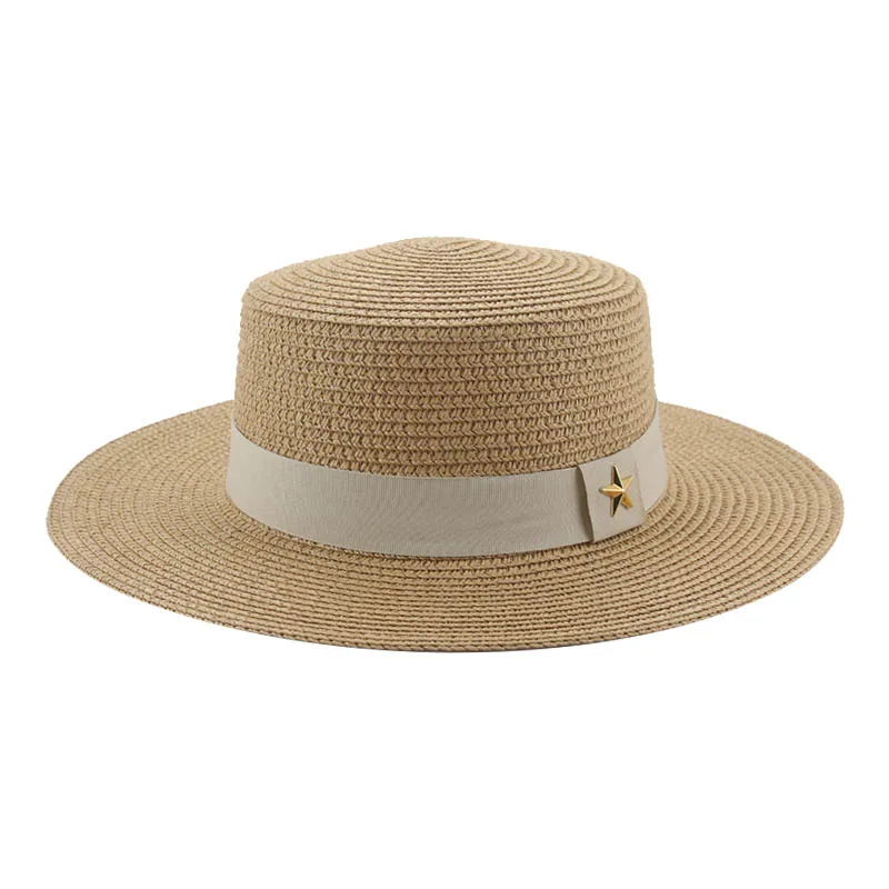 

Beach Hat Hats for Women Summer Straw Sun Hat Women Men Solid Flat Top Band Casual Formal Luxury Beach Hats панама Chapeau Femme