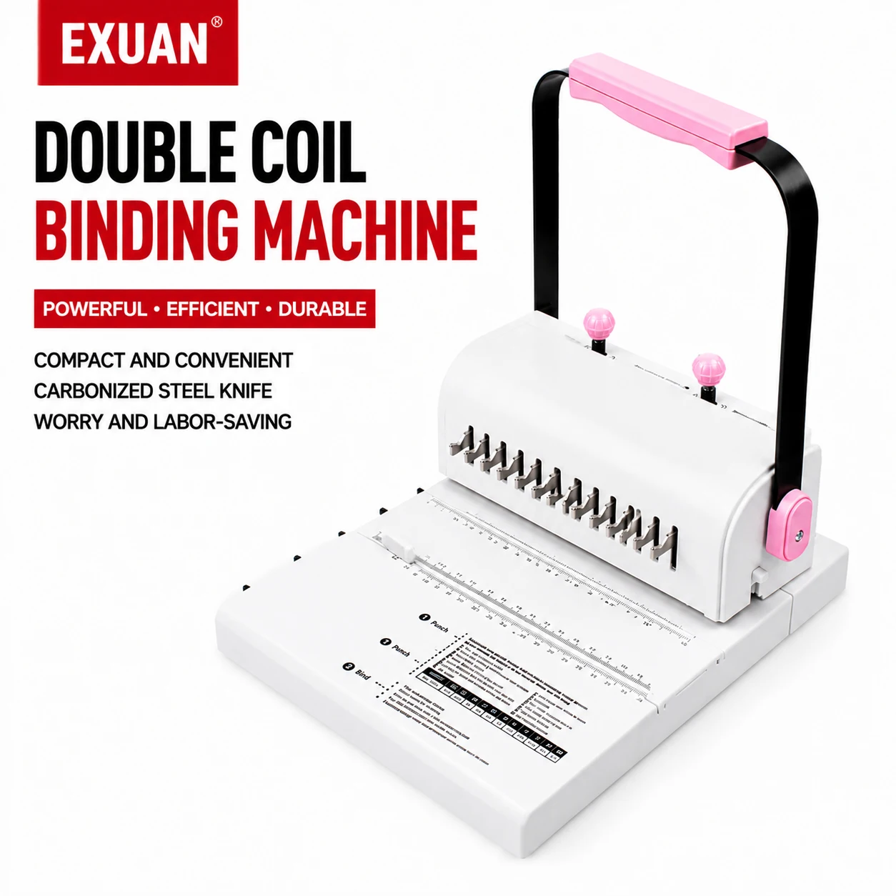 Binding Machine 2:1 Double Wire Binding Machine Machine Single-pass 20 Pages Punching Suitable for Book and Notebooks Binding
