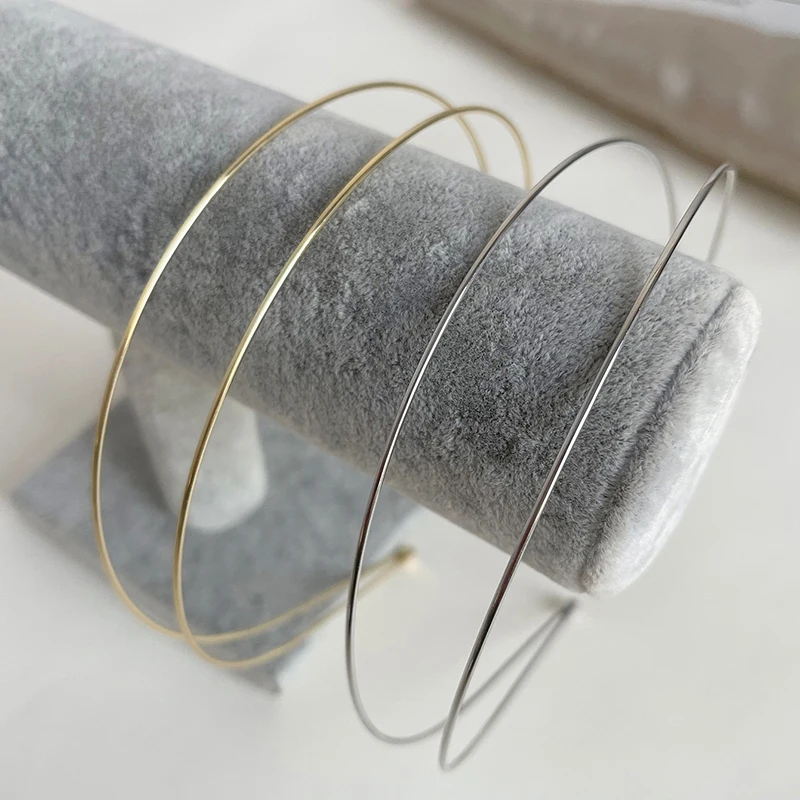 Simple Thin Hair Hoop Metal Headbands Double Root Head Hoop Retro Gold Silver Hairband Headwear Headdress Women Hair Accessories