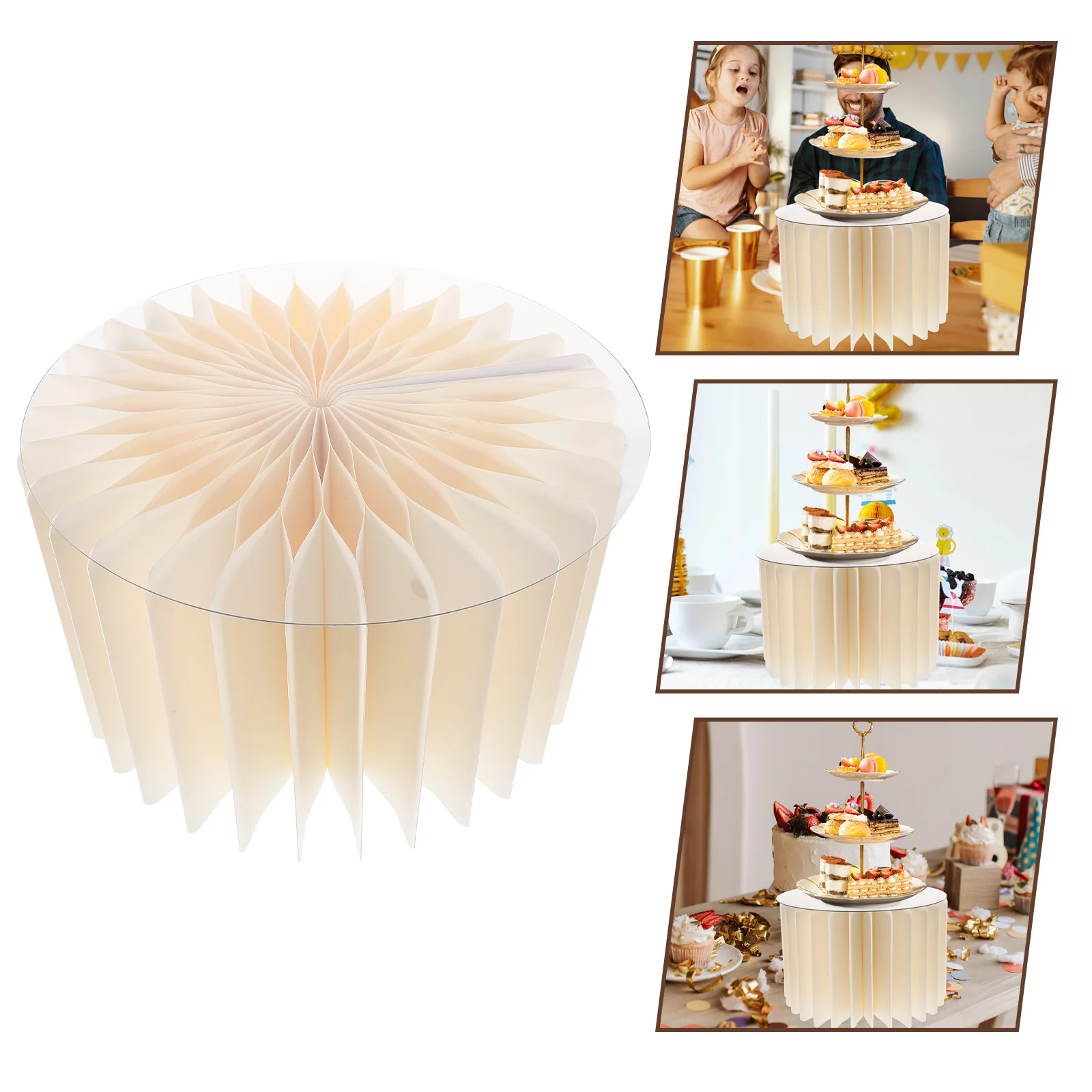 Folding Dessert Table Wedding Decorations Cake Cylinder Pedestal Stand Backdrop Stands for White Paper Party Round