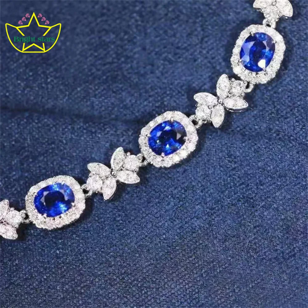 2024 New Design Classic Fashion s925 Silver Sapphire Oval Royal Blue bracelet