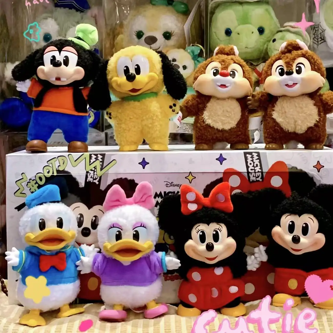 ديزني ميكي ميني ماوس اكسسوارات الشكل لعبة ميكي الأسرة ميكي ميني دمية المفاتيح لطيف زوجين دمية هدايا عيد الميلاد #6