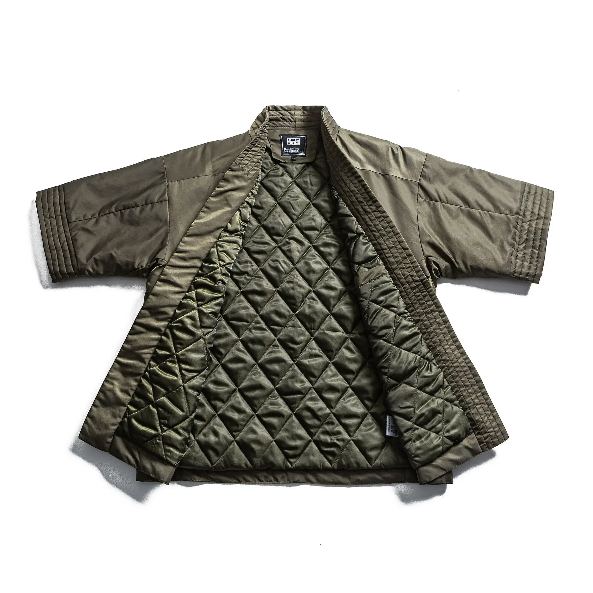 Men's Fashion Techwear Jacket Cotton Padded Thick Thermal Overcoat Taoist Robe For Male Cardigan Outerwear