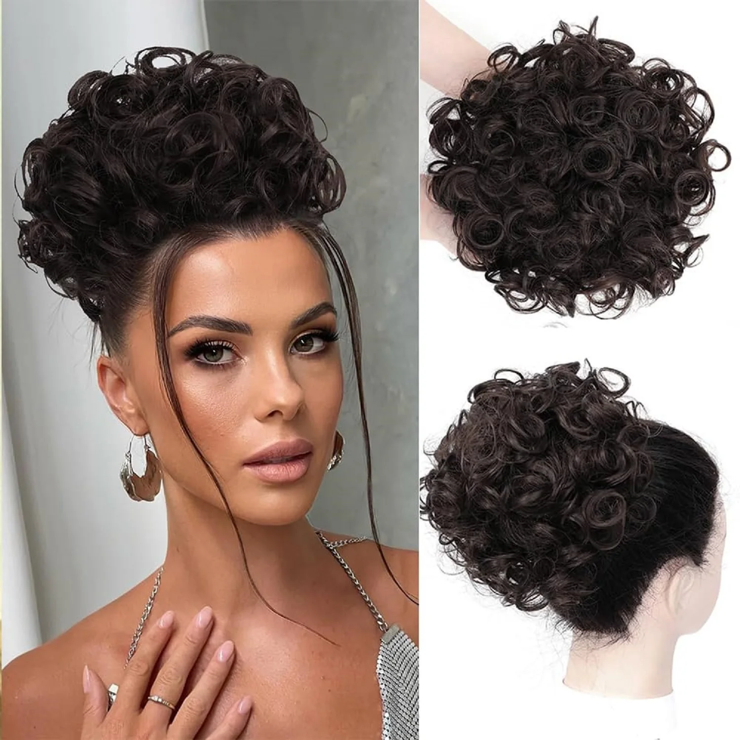 ZINAN Store Messy Bun Hair Piece for Women 70g Elastic Drawstring Loose Wave Curly Buns Synthetic Extensions for Women Daily Use