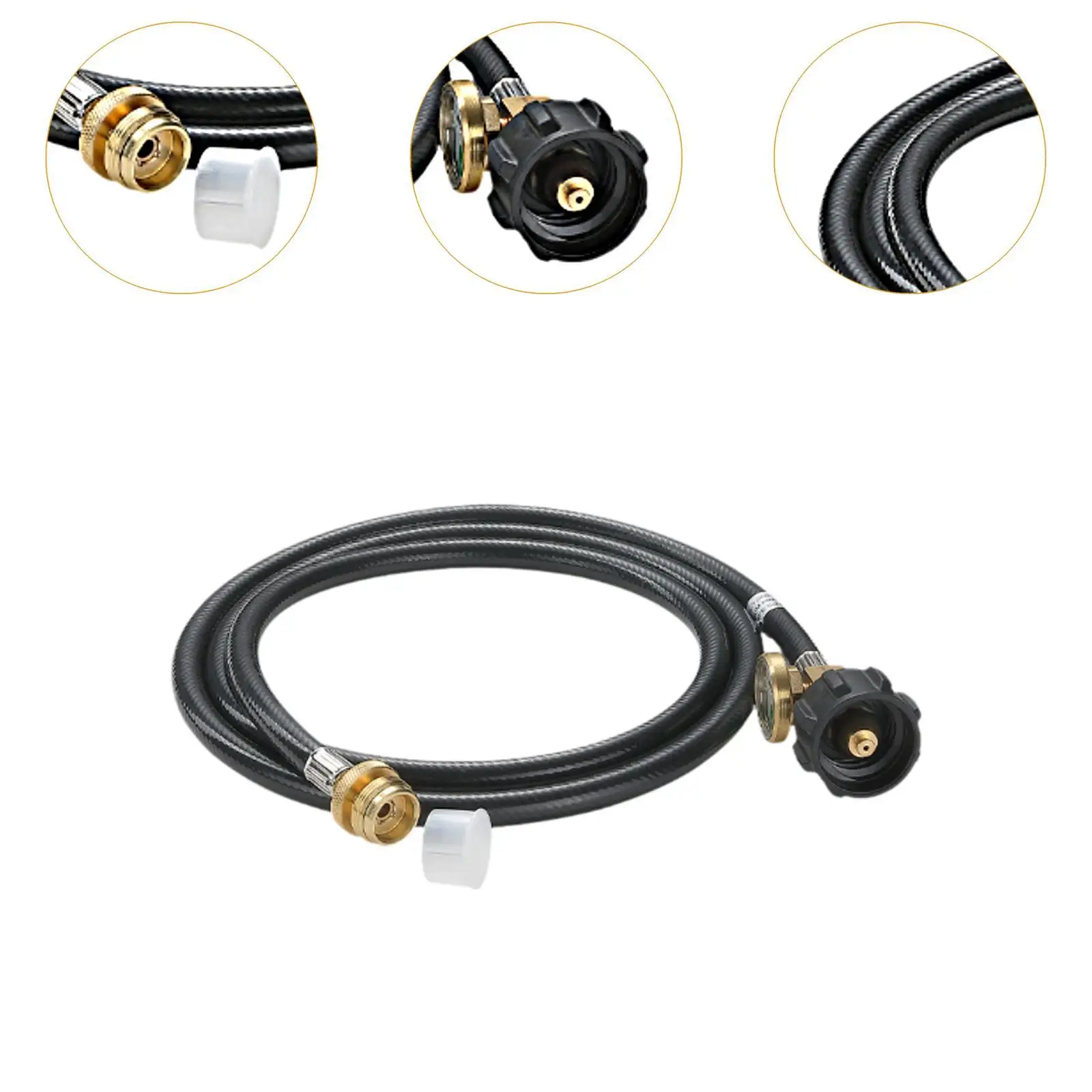 Propane Hose Extension with Gauge Extensible for Cooking Soldering Gas Grill