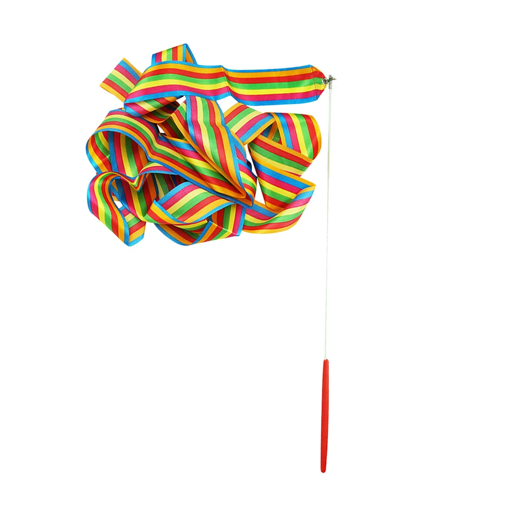 

10Pcs Gymnastics Dance Ribbons 4m Silk Streamer Twirling Rod for Rhythmic Gymnastics Party Use Art Ribbons