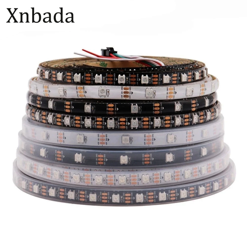 fita led rgb enderecavel individualmente luz smart pixels ws2812 5050 pcb ip30 65 67 15m dc5v ws2812b 01