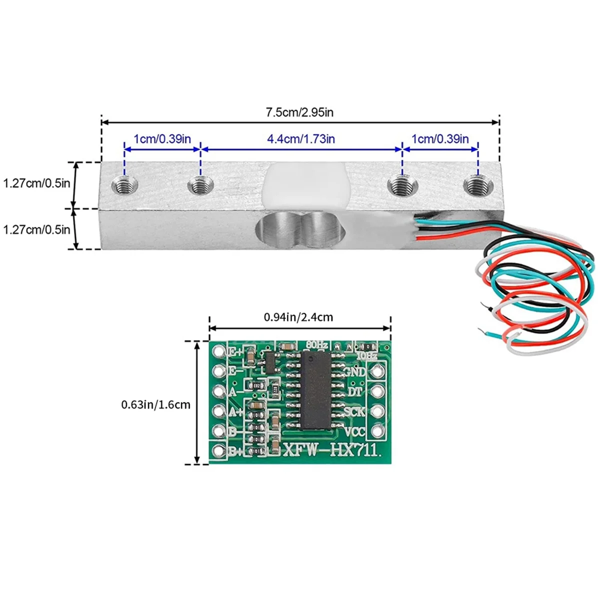 Digital Load Cell Weight Sensor-4 Sets 1KG Load Cell HX711 AD Weighit Amplifier Module Pressure Sensor Cell Amplifier