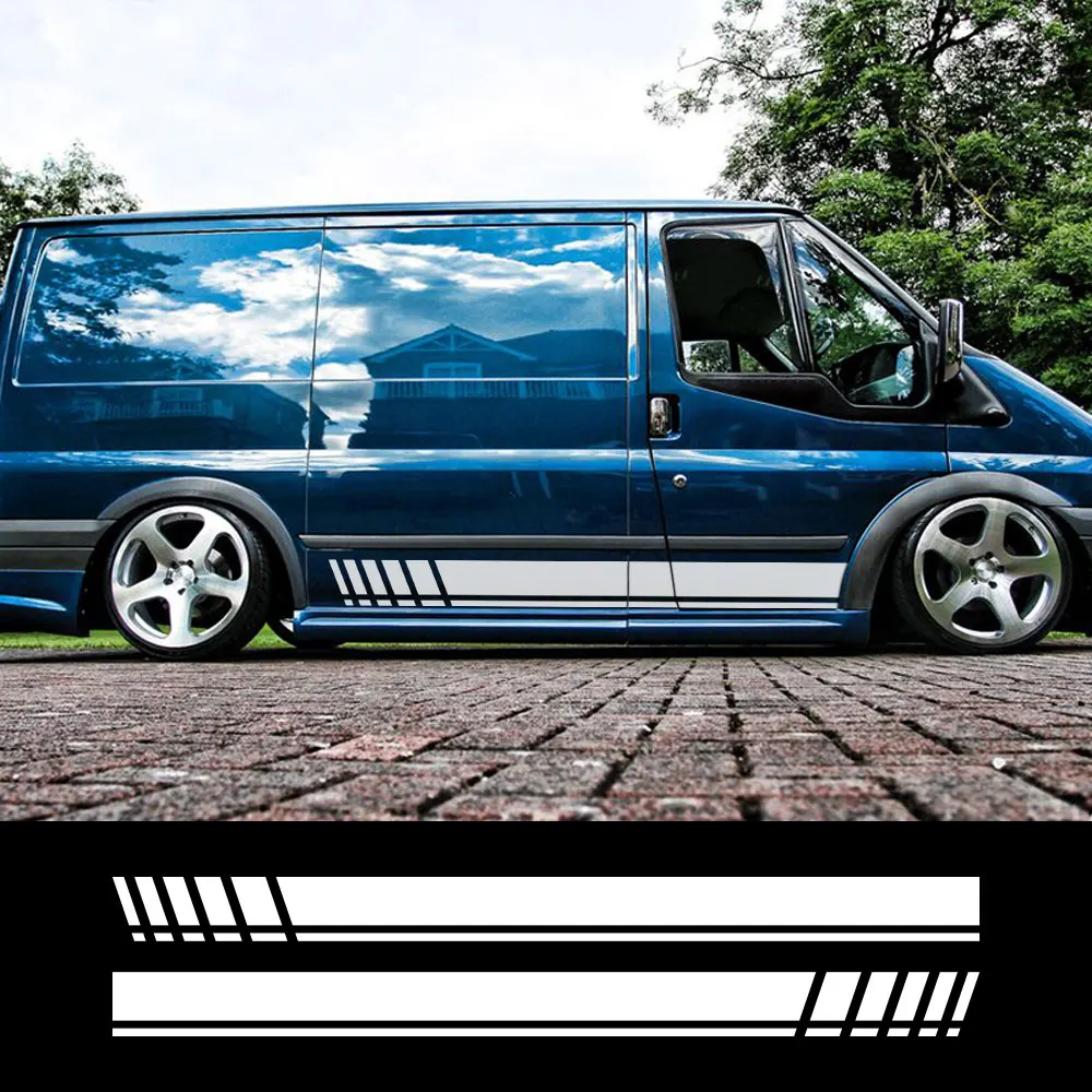 

2Pcs/Lot Car Stickers For Ford Transit MK6 MK7 Tuning Accessories Motorhome Camper Van Sport Stripes Graphics Vinyl Film Decals
