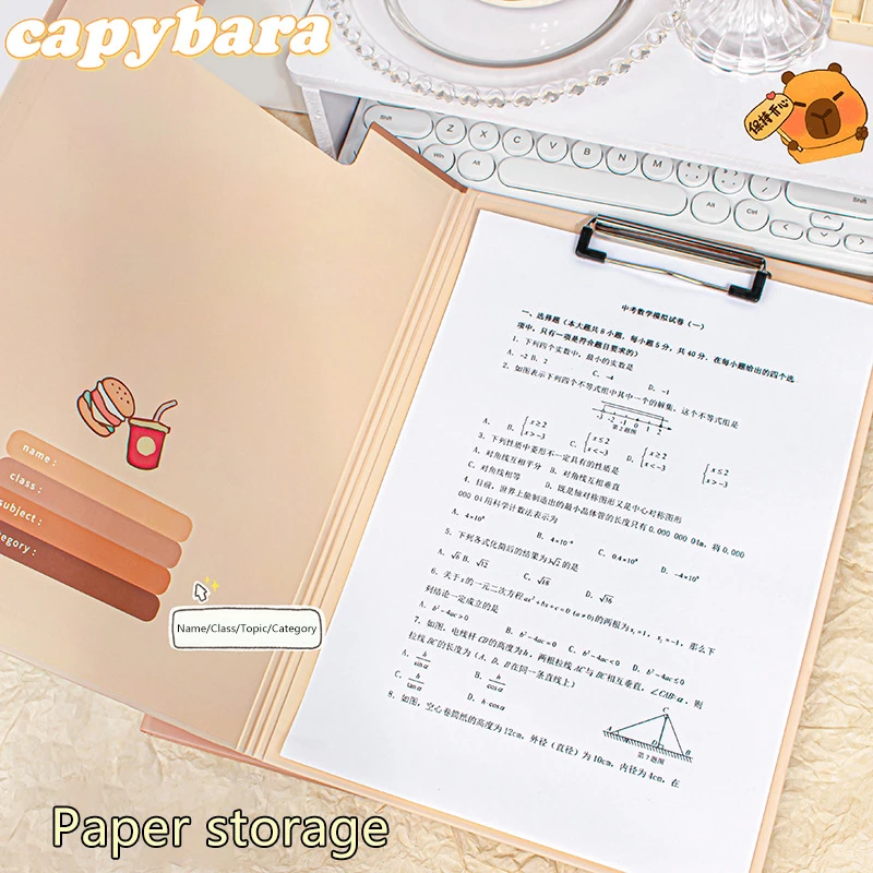 การ์ตูนน่ารัก Capybara แฟ้มโฟลเดอร์แฟชั่นแฟ้มเก็บคลิปโฟลเดอร์เอกสารผู้ถือกระดาษแบบพกพา Exam โฟลเดอร์กระดาษ