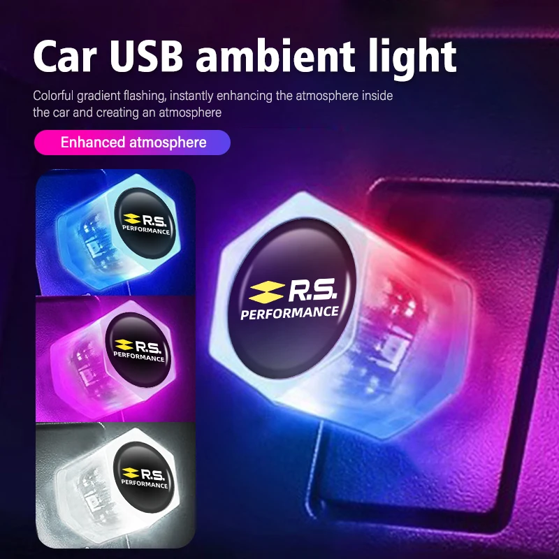 Car Mini USB LED Ambient Light Plug Decorative Atmosphere Lamp For Renaul RS Sport Megane 3 4 2 Clio 5 Line Sandero Scenic Logan