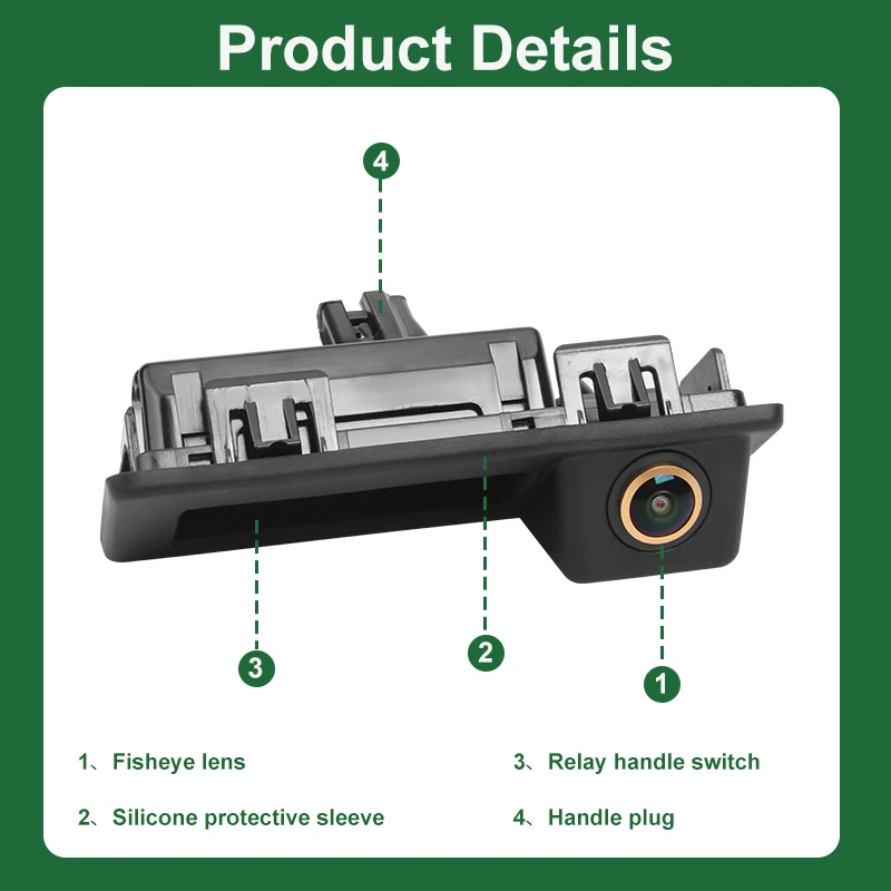 Caméra de Rectransistors AHD 1080P 170 ° Résistante pour Coffre de Voiture, Joli Manuel, pour Audi A3 A4 VW Touran Tiguan T6 Polo Skoda Speed Octavia