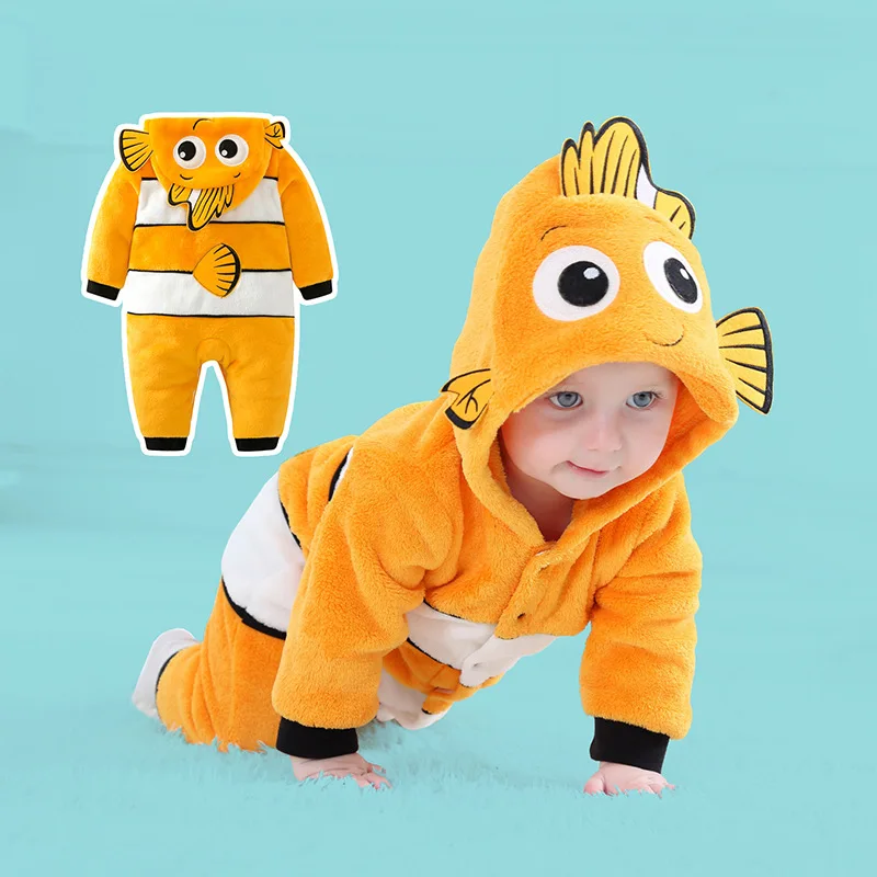 Infant Baby Pajamas Clownfish Onesies Nemo Kigurumi Newborn Cartoon Cosplay Costume for Halloween Kids One -Pieces Pijamas