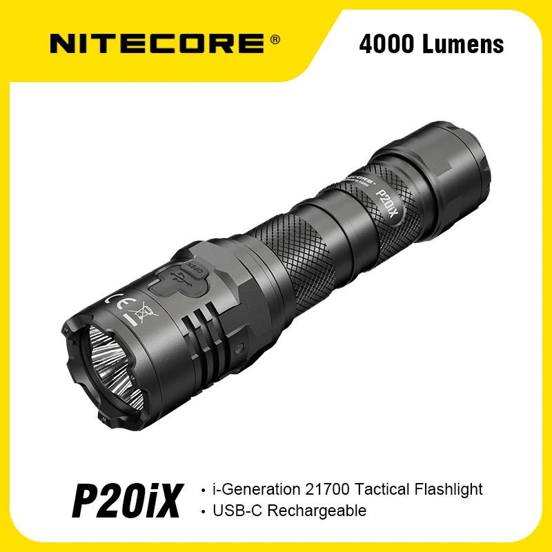 Nitecore P20iX USB-C Rechargeable Tactical Flashlight with NL2150HPi 5000mAh Battery 4000Lumens Self-defense Troch Light