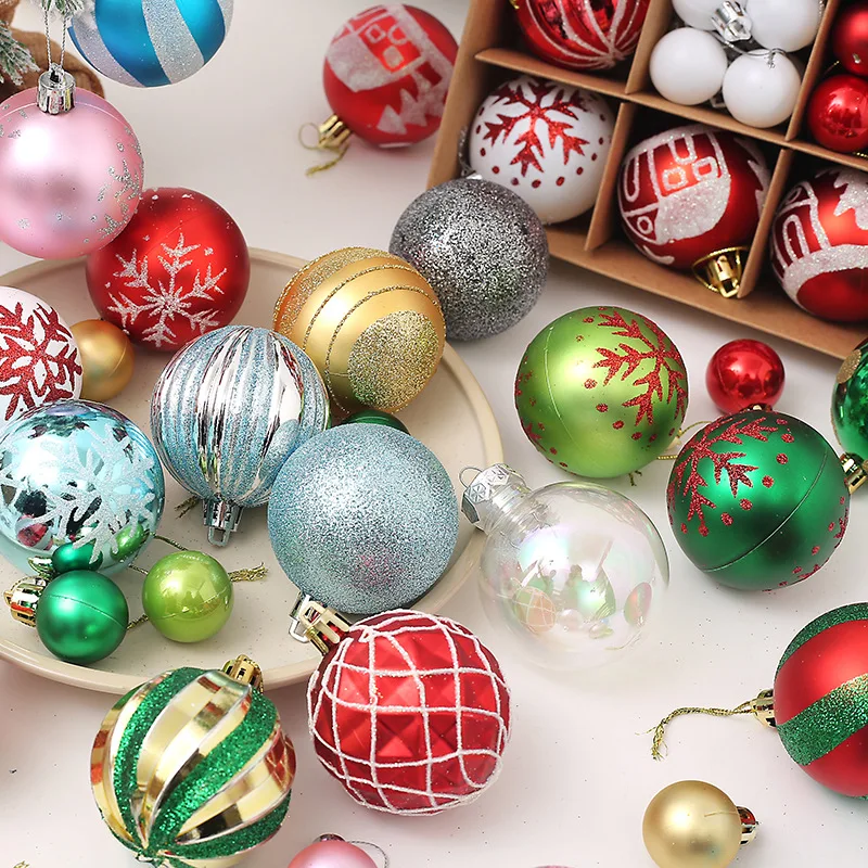 44 PCS Christmas Painted Ball Gift Box 3cm/6cm Set Christmas Tree Decorative Ball Gift Hanging Holiday Props Decorations.