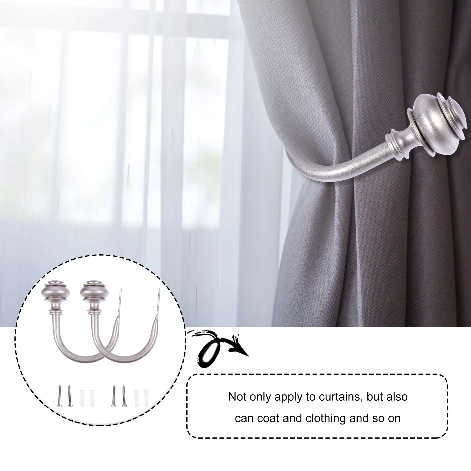 

2 Pcs Curtain Hook Curtains Tiebacks Window Holder Wall Mounted Iron Hooks for Decorative Holdbacks Shaped Bowknot