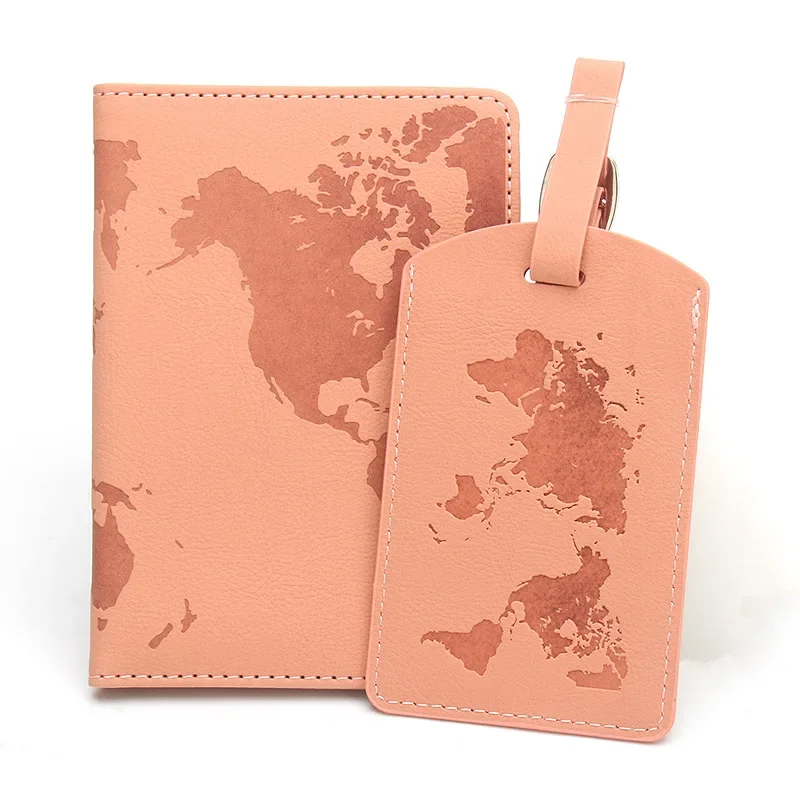 World Map RFID Passport Holder Luggage Tag Set Passport Cover Label Multi-function Travel Card Holder Travel Accessories